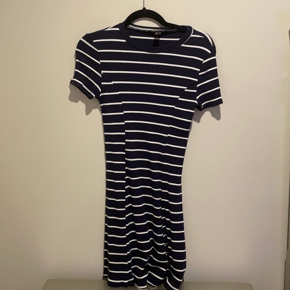Blue and White Striped Dress